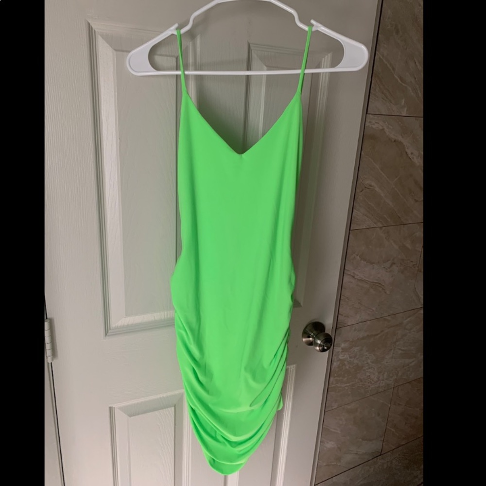 Neon Green Ruched Dress